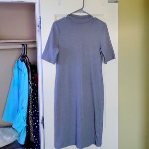 Gray short sleeve mid calf dress
